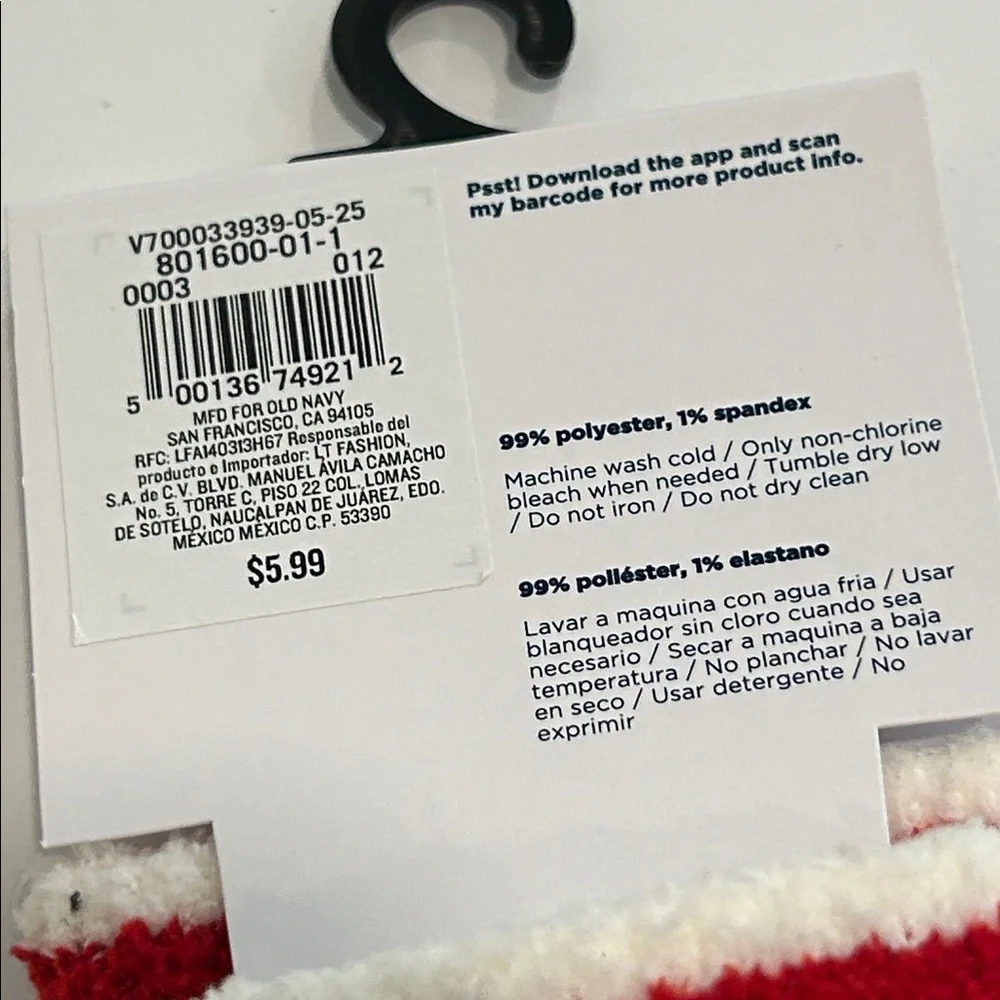 Old Navy Red and White Cozy Socks for kids